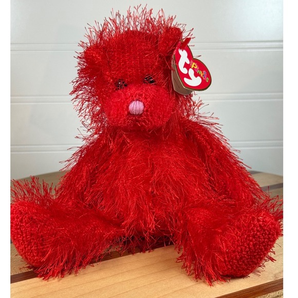 Ty Other - Ty Punkies Sizzles Red Shaggy Bear Plush Toy 2002 The Punkies Collection